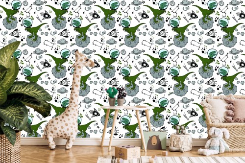 Tapeta Do Pokoju Dziecka, Dinozaury Kosmos Gwiazdy
