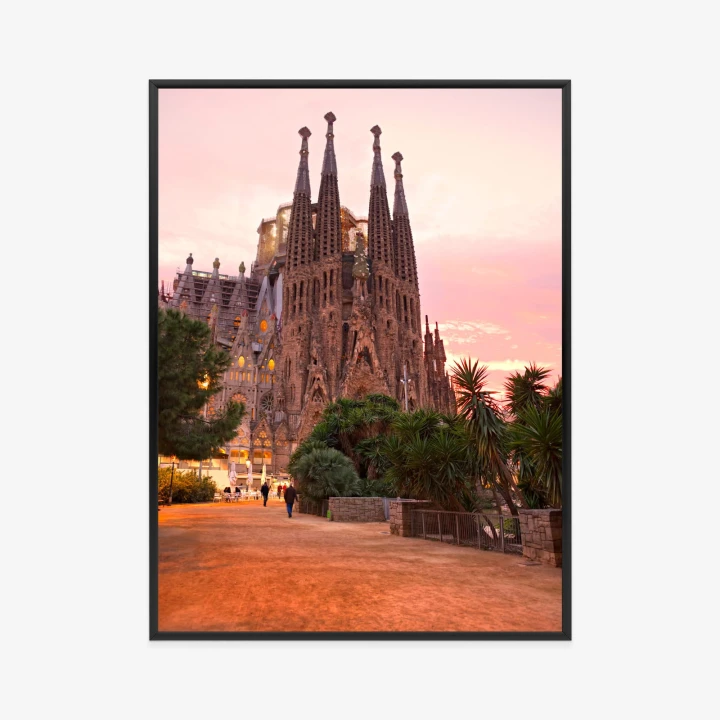 Plakat La Sagrada Familia Podczas Zachodu Słońca