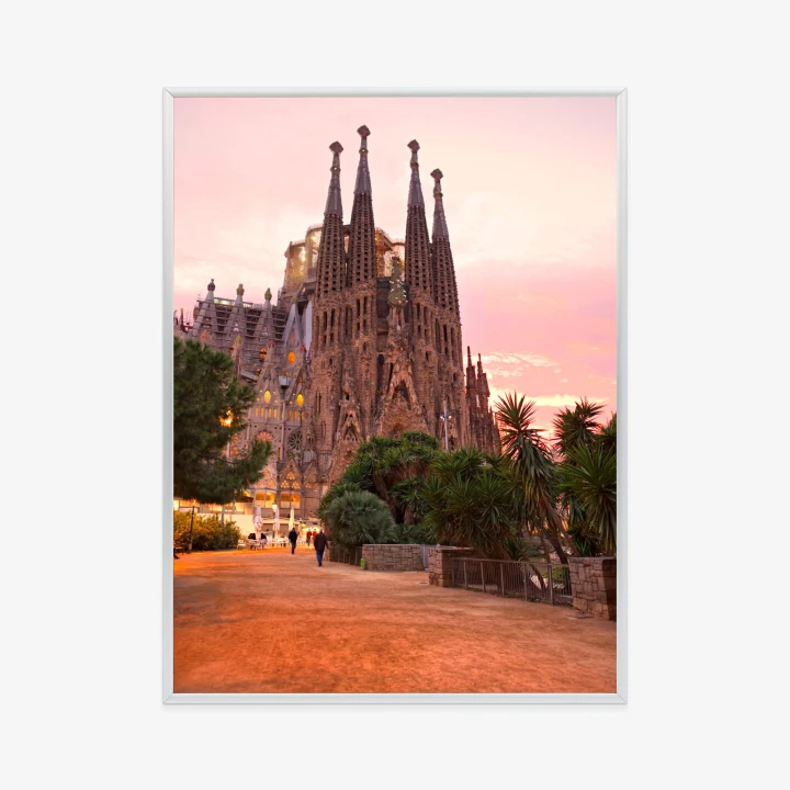 Plakat La Sagrada Familia Podczas Zachodu Słońca