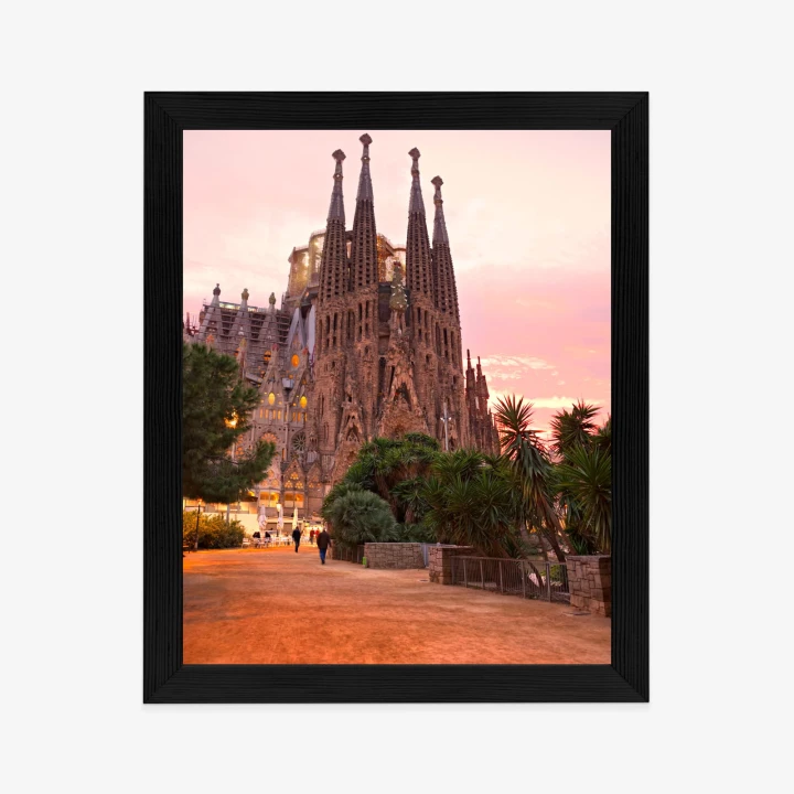 Plakat La Sagrada Familia Podczas Zachodu Słońca