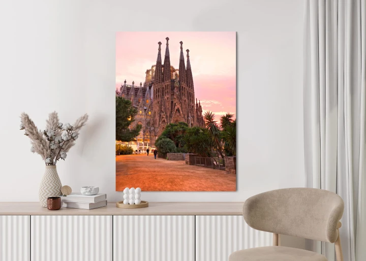 Plakat La Sagrada Familia Podczas Zachodu Słońca