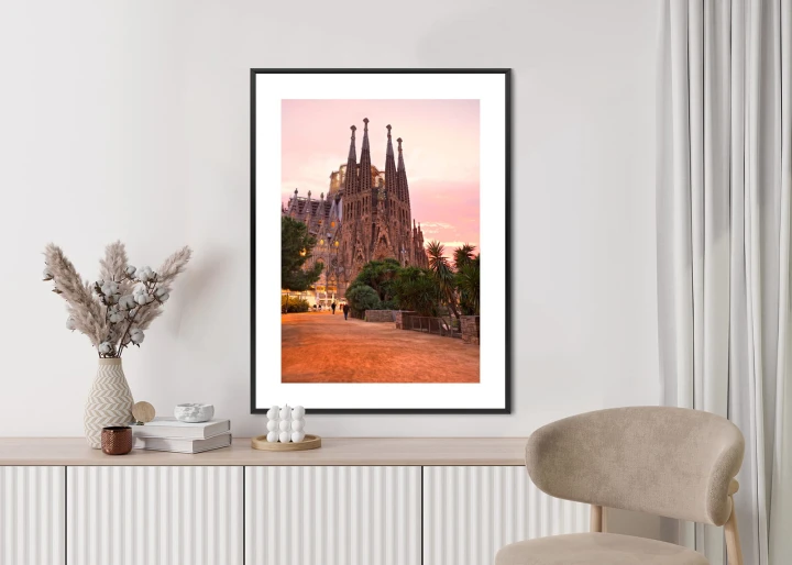 Plakat La Sagrada Familia Podczas Zachodu Słońca