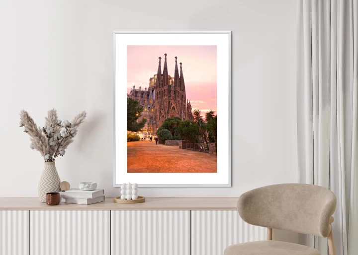 Plakat La Sagrada Familia Podczas Zachodu Słońca
