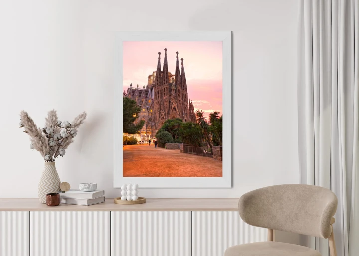 Plakat La Sagrada Familia Podczas Zachodu Słońca