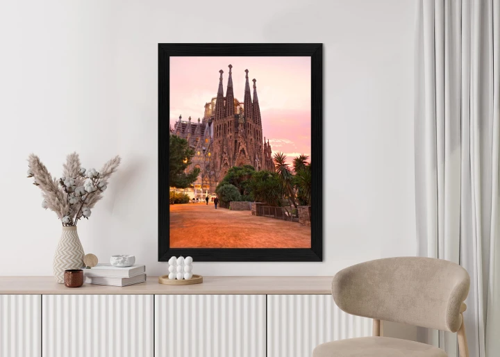 Plakat La Sagrada Familia Podczas Zachodu Słońca
