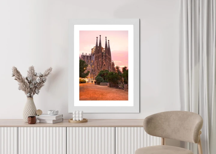 Plakat La Sagrada Familia Podczas Zachodu Słońca