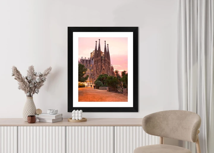 Plakat La Sagrada Familia Podczas Zachodu Słońca