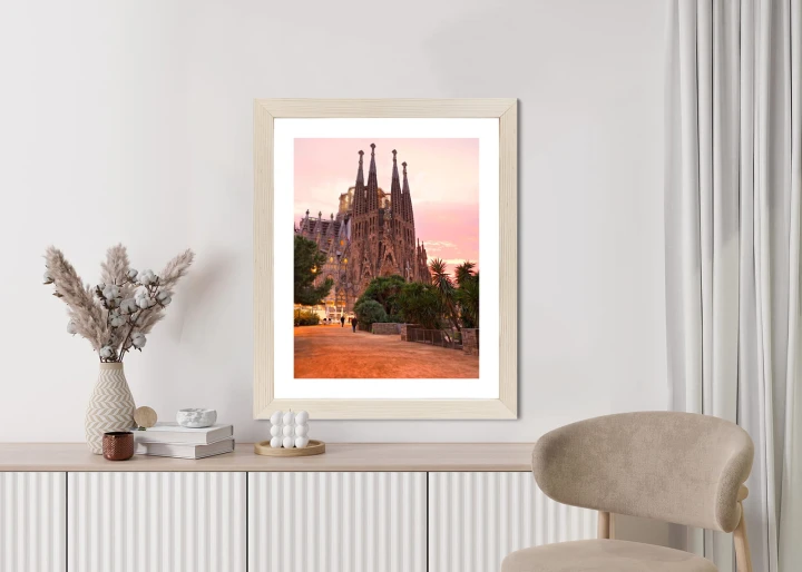 Plakat La Sagrada Familia Podczas Zachodu Słońca