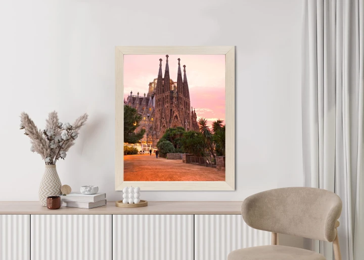 Plakat La Sagrada Familia Podczas Zachodu Słońca