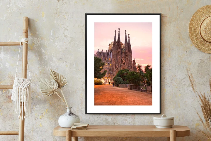 Plakat La Sagrada Familia Podczas Zachodu Słońca