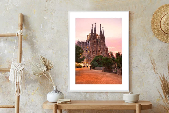 Plakat La Sagrada Familia Podczas Zachodu Słońca