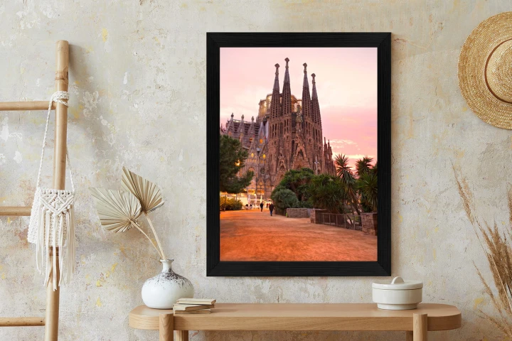 Plakat La Sagrada Familia Podczas Zachodu Słońca