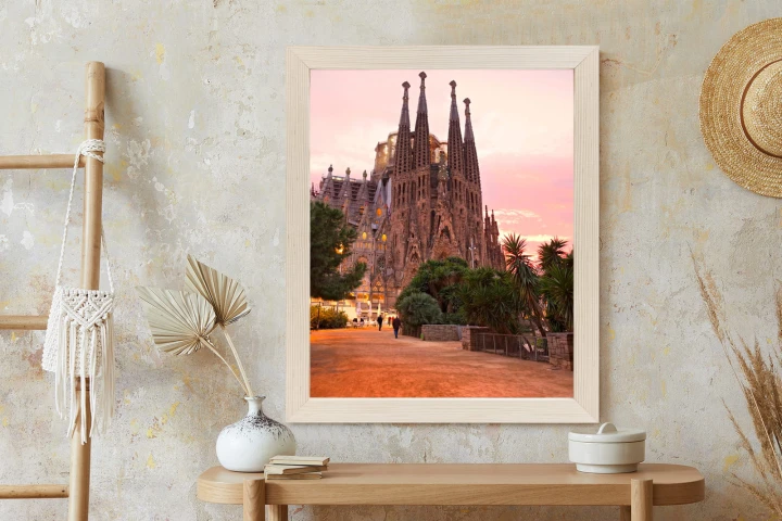Plakat La Sagrada Familia Podczas Zachodu Słońca