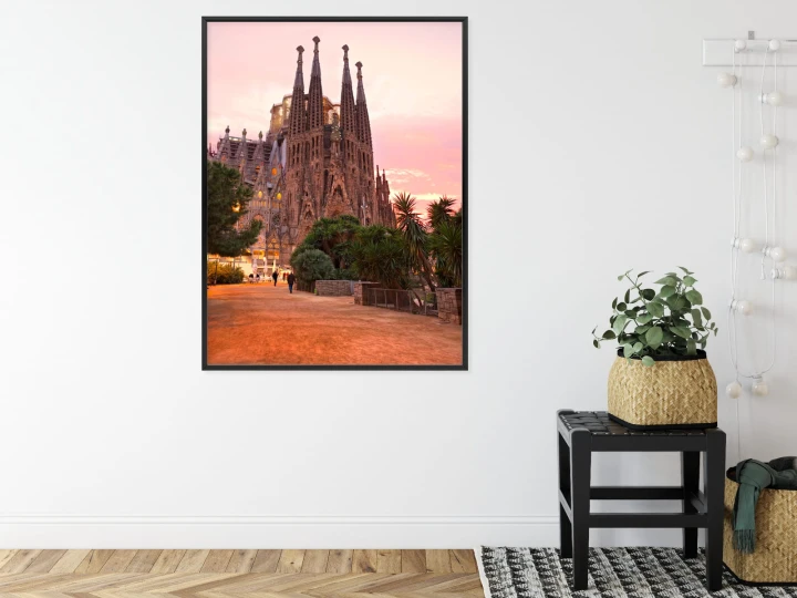 Plakat La Sagrada Familia Podczas Zachodu Słońca