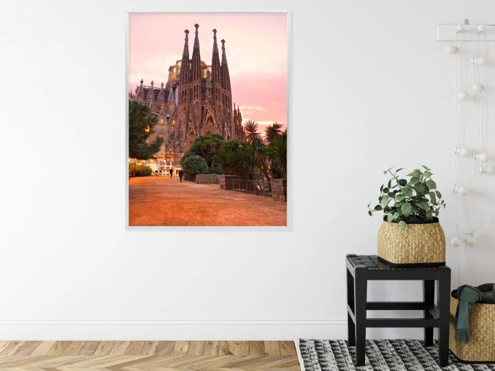 Plakat La Sagrada Familia Podczas Zachodu Słońca