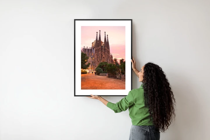 Plakat La Sagrada Familia Podczas Zachodu Słońca