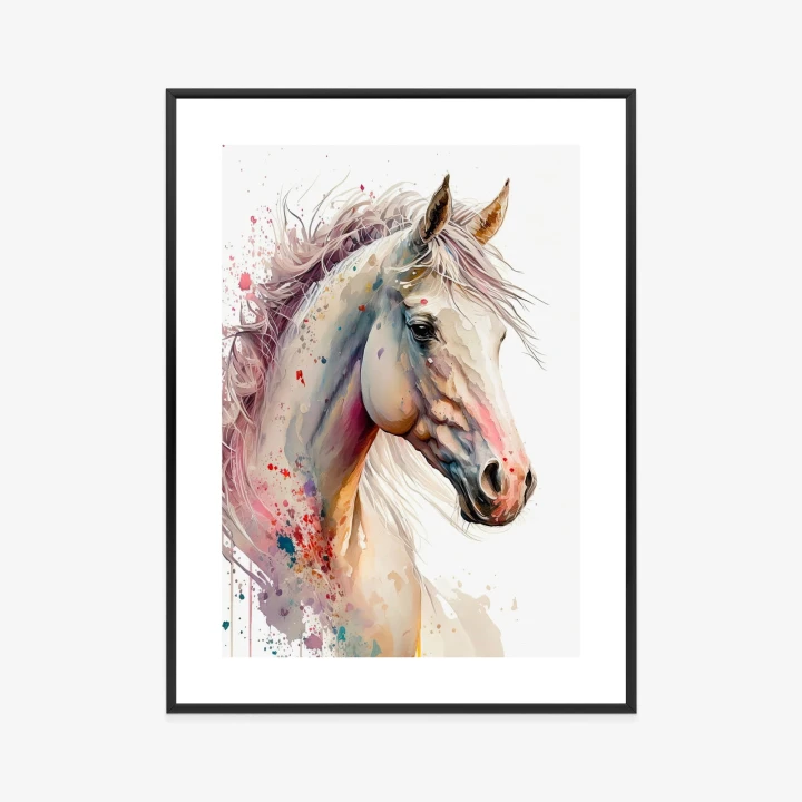 Plakat Malowany Portret Konia W Białym Kolorze