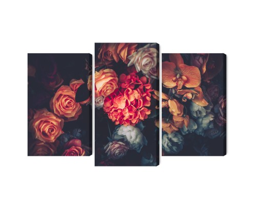 Obraz Wieloczęściowy Kolorowe Kwiaty W Stylu Vintage