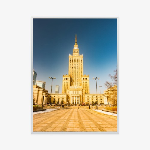 Plakat Pałac Kultury W Warszawie Na Tle Błękitnego Nieba