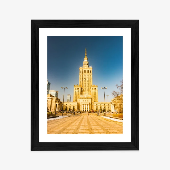 Plakat Pałac Kultury W Warszawie Na Tle Błękitnego Nieba