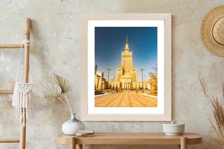 Plakat Pałac Kultury W Warszawie Na Tle Błękitnego Nieba