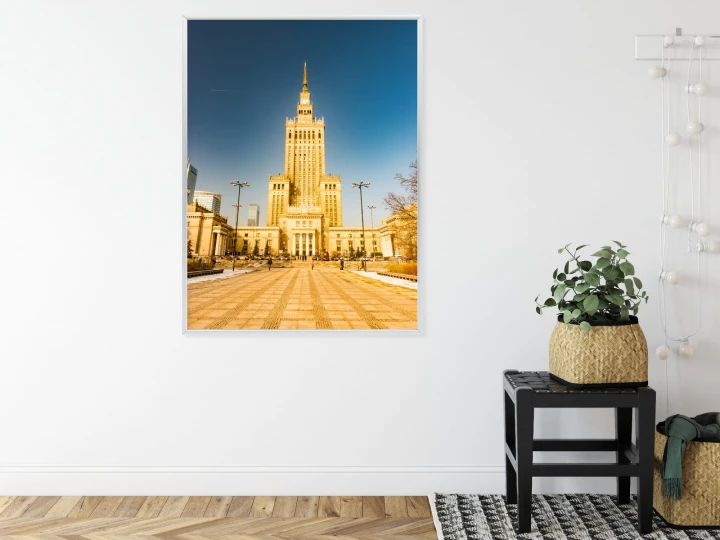 Plakat Pałac Kultury W Warszawie Na Tle Błękitnego Nieba