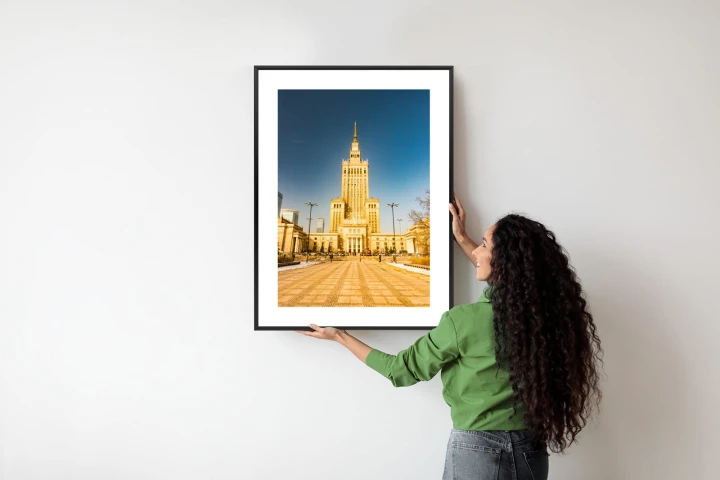 Plakat Pałac Kultury W Warszawie Na Tle Błękitnego Nieba