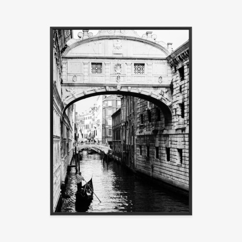Plakat Gondola Na Czarno Białym Weneckim Kanale