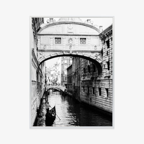 Plakat Gondola Na Czarno Białym Weneckim Kanale