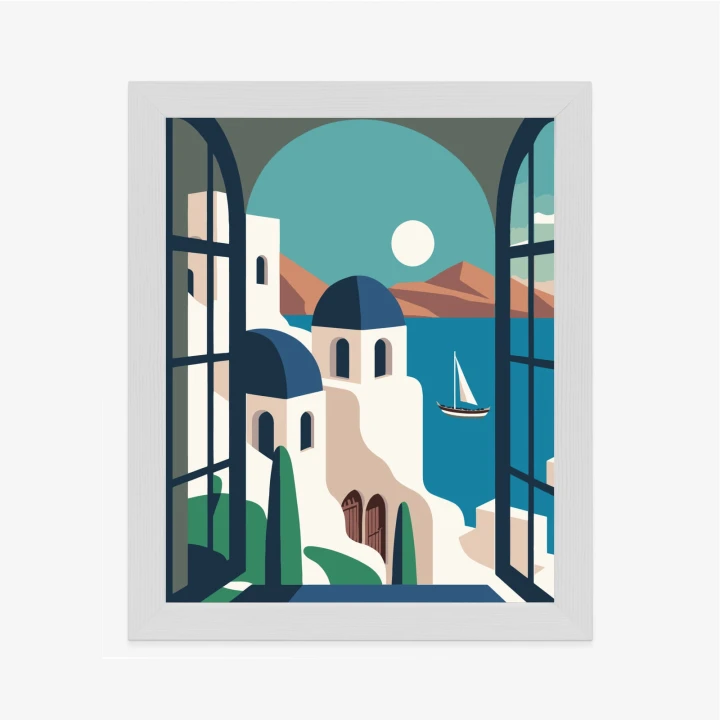 Plakat Greckie Santorini Ilustracja