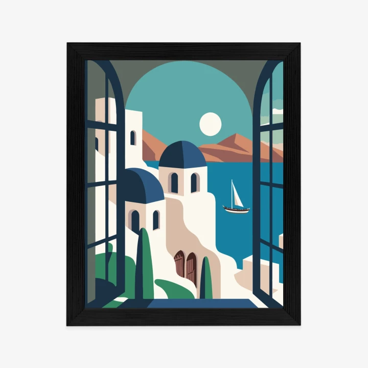 Plakat Greckie Santorini Ilustracja