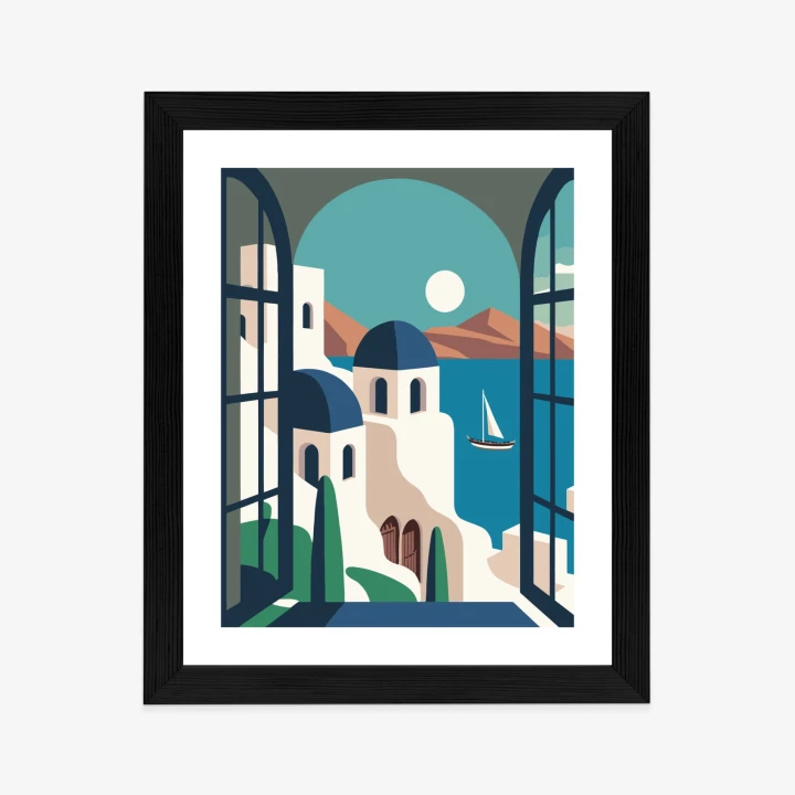Plakat Greckie Santorini Ilustracja