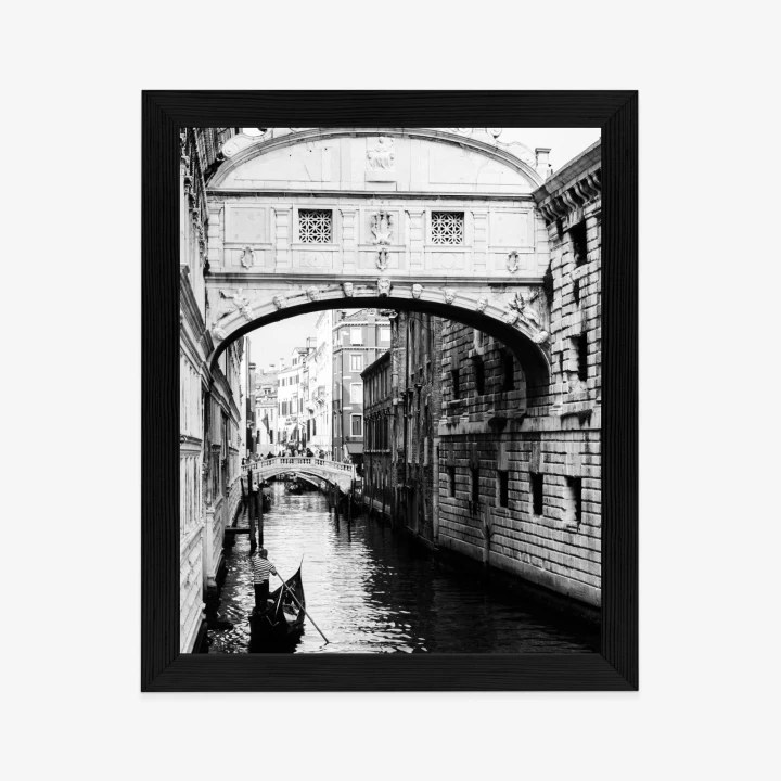 Plakat Gondola Na Czarno Białym Weneckim Kanale
