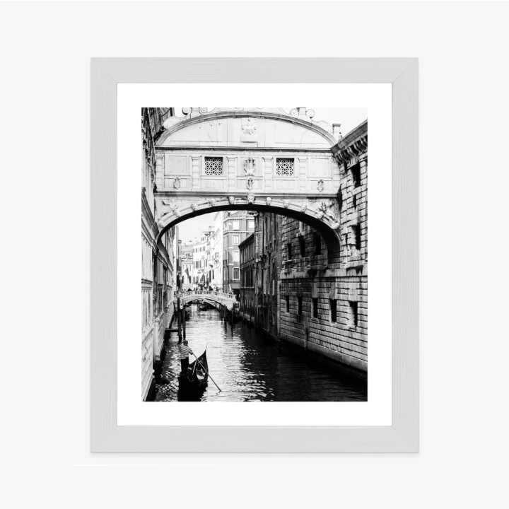 Plakat Gondola Na Czarno Białym Weneckim Kanale