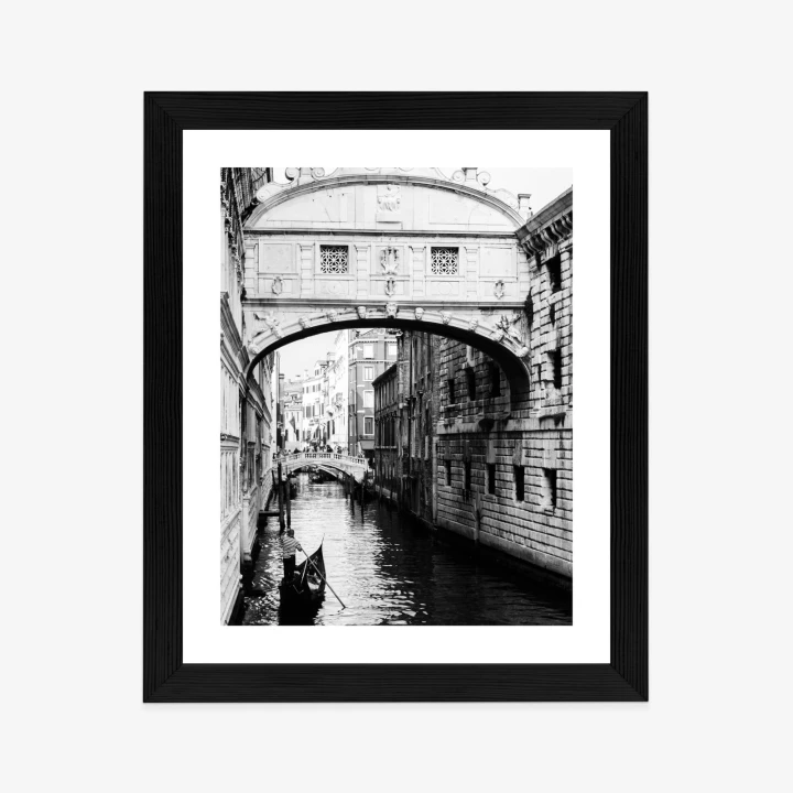 Plakat Gondola Na Czarno Białym Weneckim Kanale