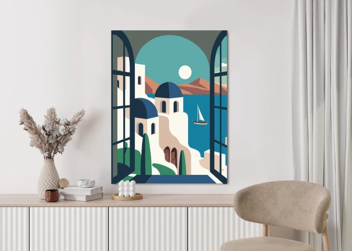 Plakat Greckie Santorini Ilustracja