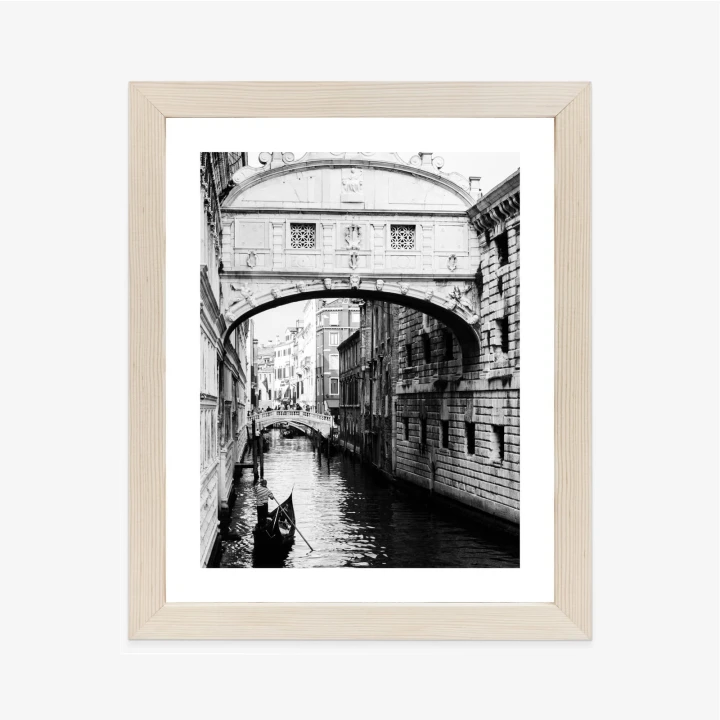 Plakat Gondola Na Czarno Białym Weneckim Kanale