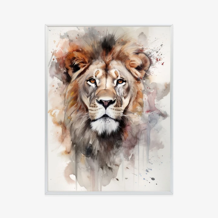 Plakat Malowany Farbami Portret Lwa