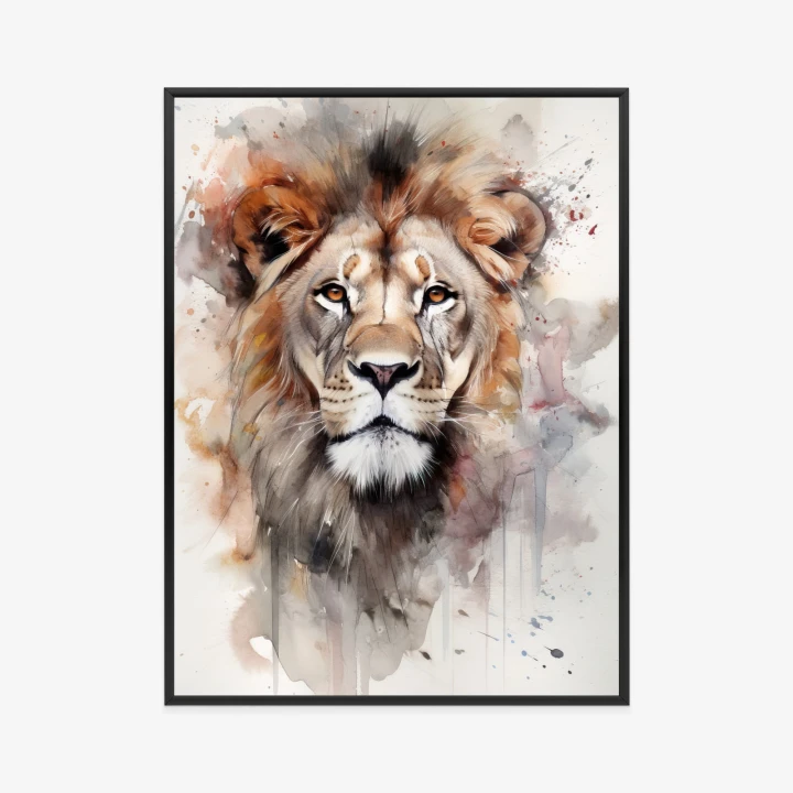 Plakat Malowany Farbami Portret Lwa
