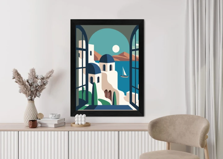 Plakat Greckie Santorini Ilustracja