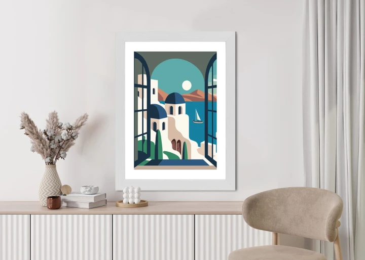 Plakat Greckie Santorini Ilustracja