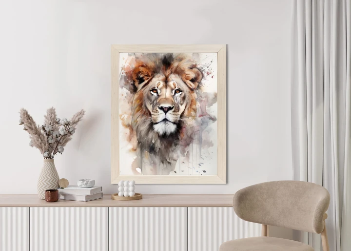 Plakat Malowany Farbami Portret Lwa