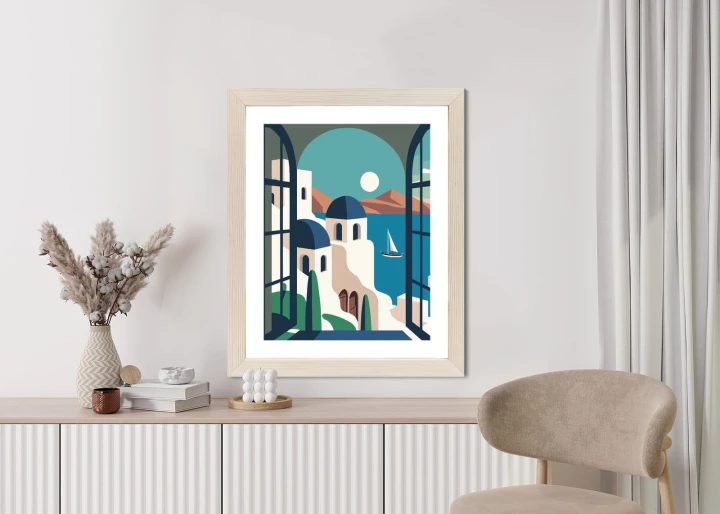 Plakat Greckie Santorini Ilustracja