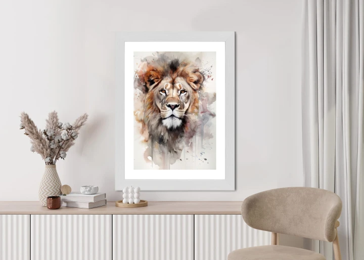 Plakat Malowany Farbami Portret Lwa