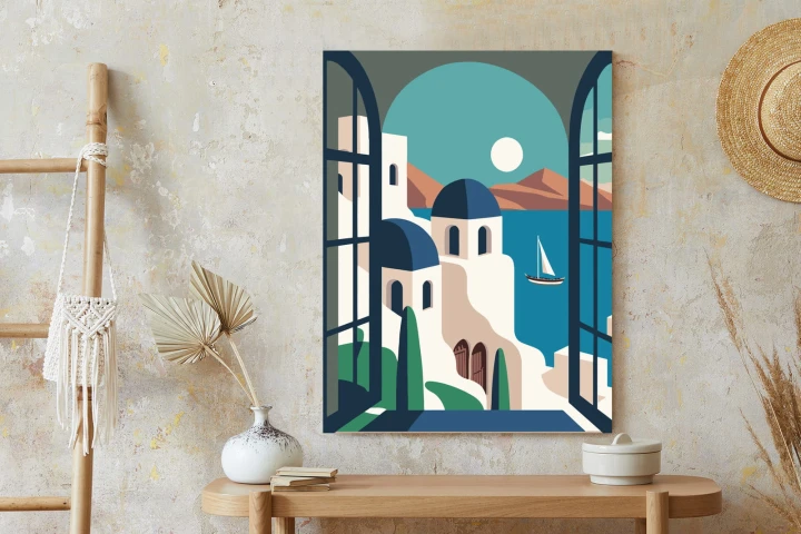 Plakat Greckie Santorini Ilustracja