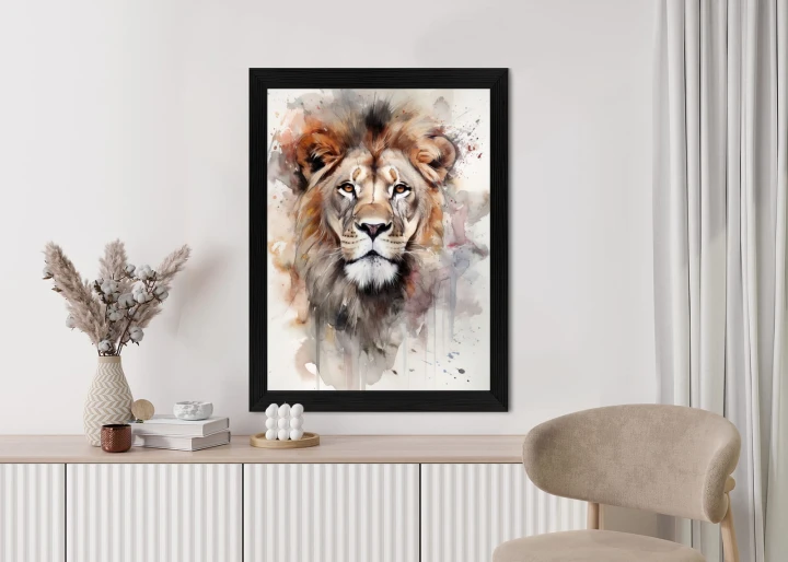 Plakat Malowany Farbami Portret Lwa
