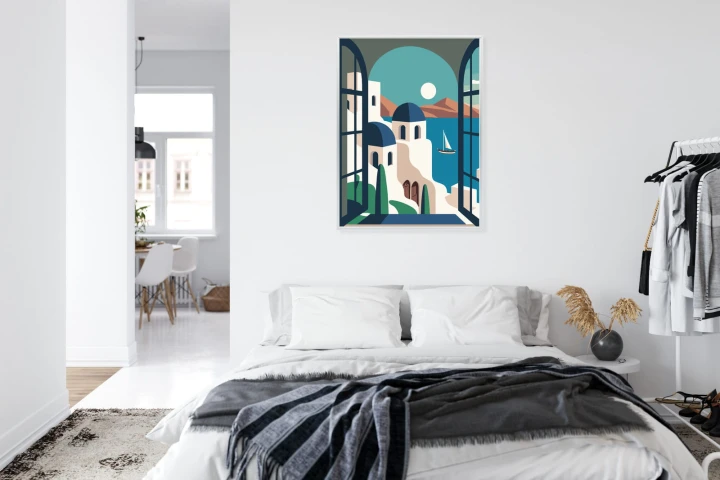 Plakat Greckie Santorini Ilustracja