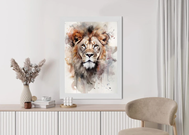 Plakat Malowany Farbami Portret Lwa