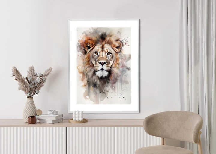 Plakat Malowany Farbami Portret Lwa