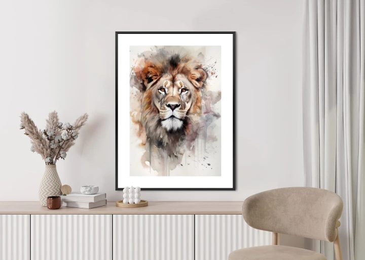 Plakat Malowany Farbami Portret Lwa